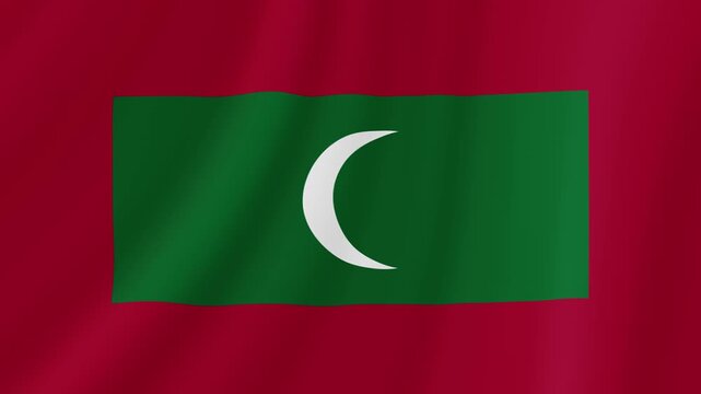 Maldives Waving Flag. Realistic Flag Animation. Seamless Loop Background.	