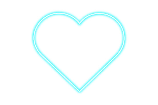 Glowing neon heart. Blue beam heart laser light
