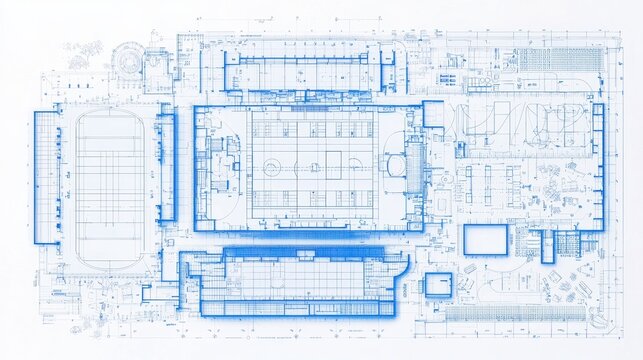 Blueprint Architectural Design Plan for Sports Complex