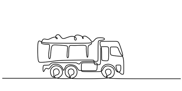 Simple vector illustration of a large dump truck in a minimalist design