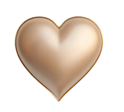 golden heart symbol isolated on transparent background