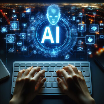 Internet technology and people's networks use AI to help with work, AI technology in everyday life, Artificial Intelligence Processor Concept.