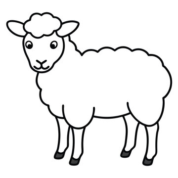 Sheep Silhouette Outline Vector.