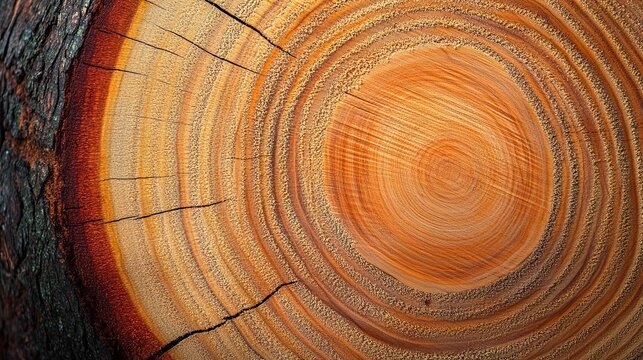 Wooden Tree Rings with Natural Patterns