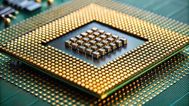 A detailed photo of a central processor unit, desktop, computer, technology, hardware, CPU, chip