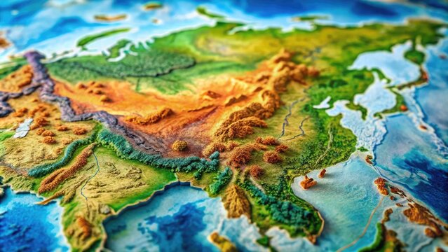 Detailed Map of Asia Highlighting Major Mountain Ranges and Geographic Features for Educational Use