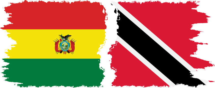 Trinidad and Tobago and Bolivia grunge flags connection, vector