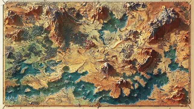 A surreal topographic map unfolds a vivid depiction of twisting rocky terrain, unlocking the hidden stories and dynamic beauty of natural geological formations.