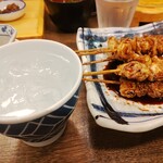 土佐わら焼き 龍神丸 - 焼酎ロック　鶏皮串