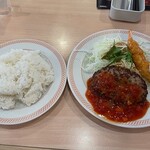 ジョイフル - ハンバーグ＆海老フライランチ500円日替わり