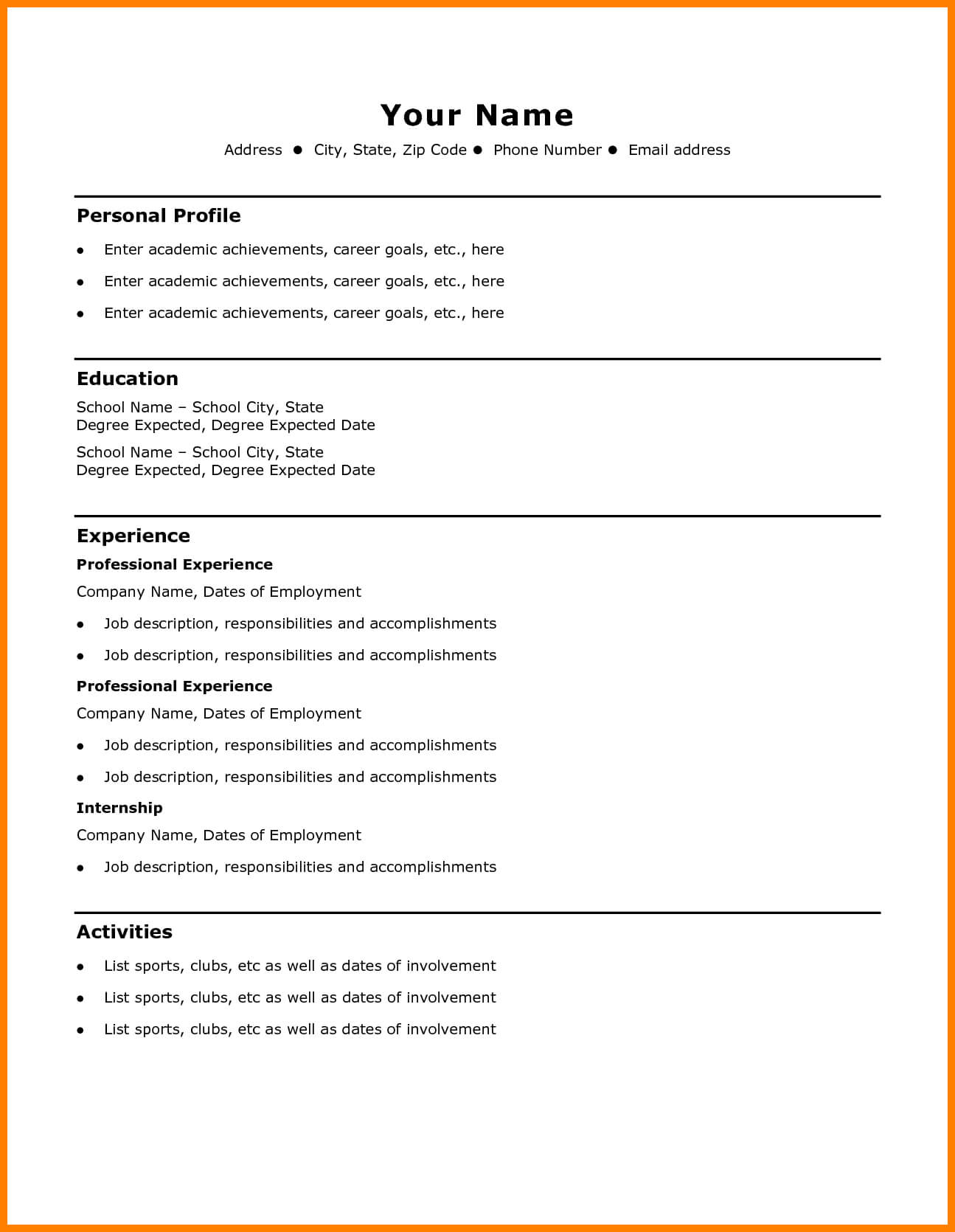 002-cv-template-basic-simple-resume-templates-office-word-pertaining-to