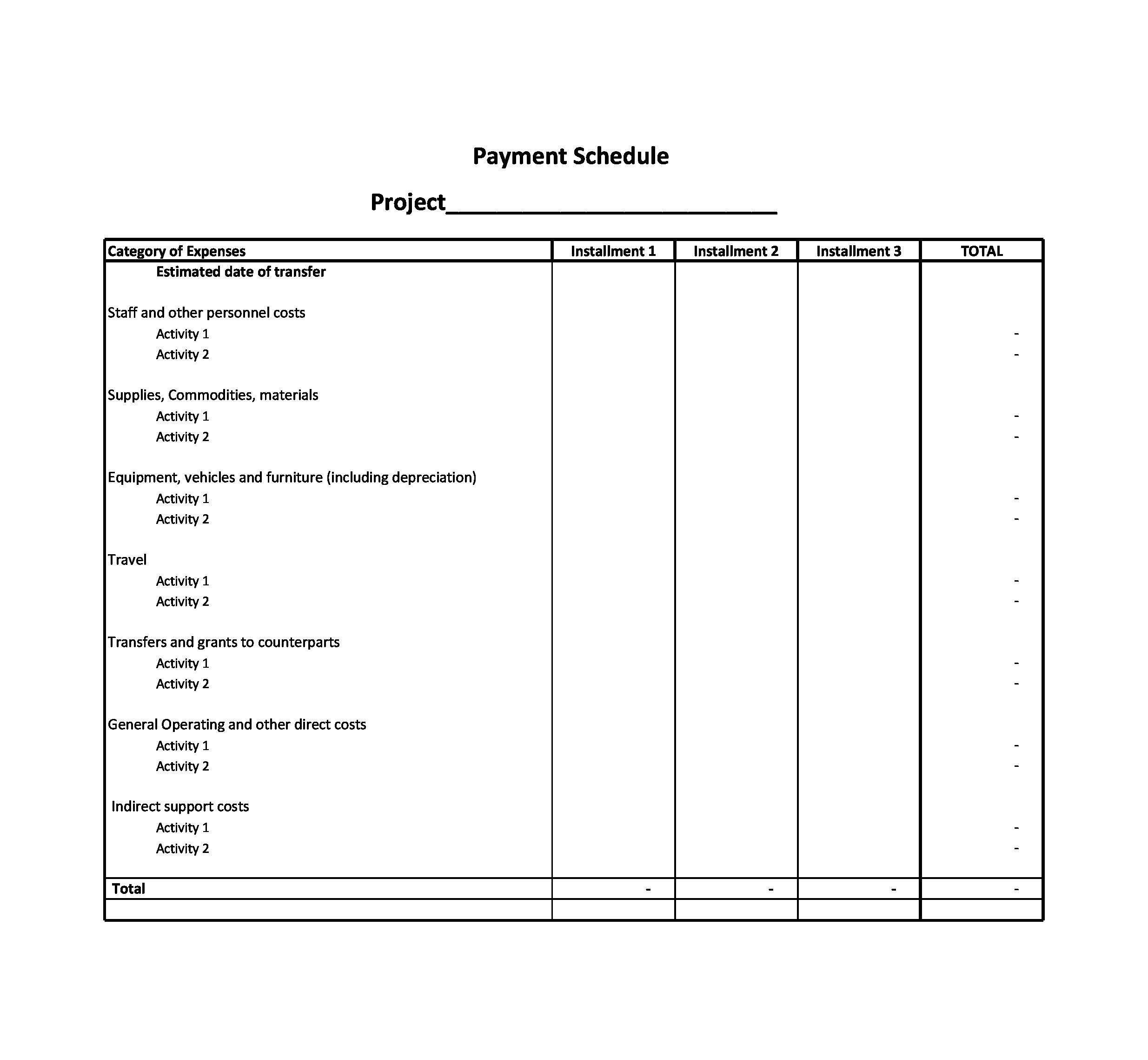 Simple Payment Schedule Template