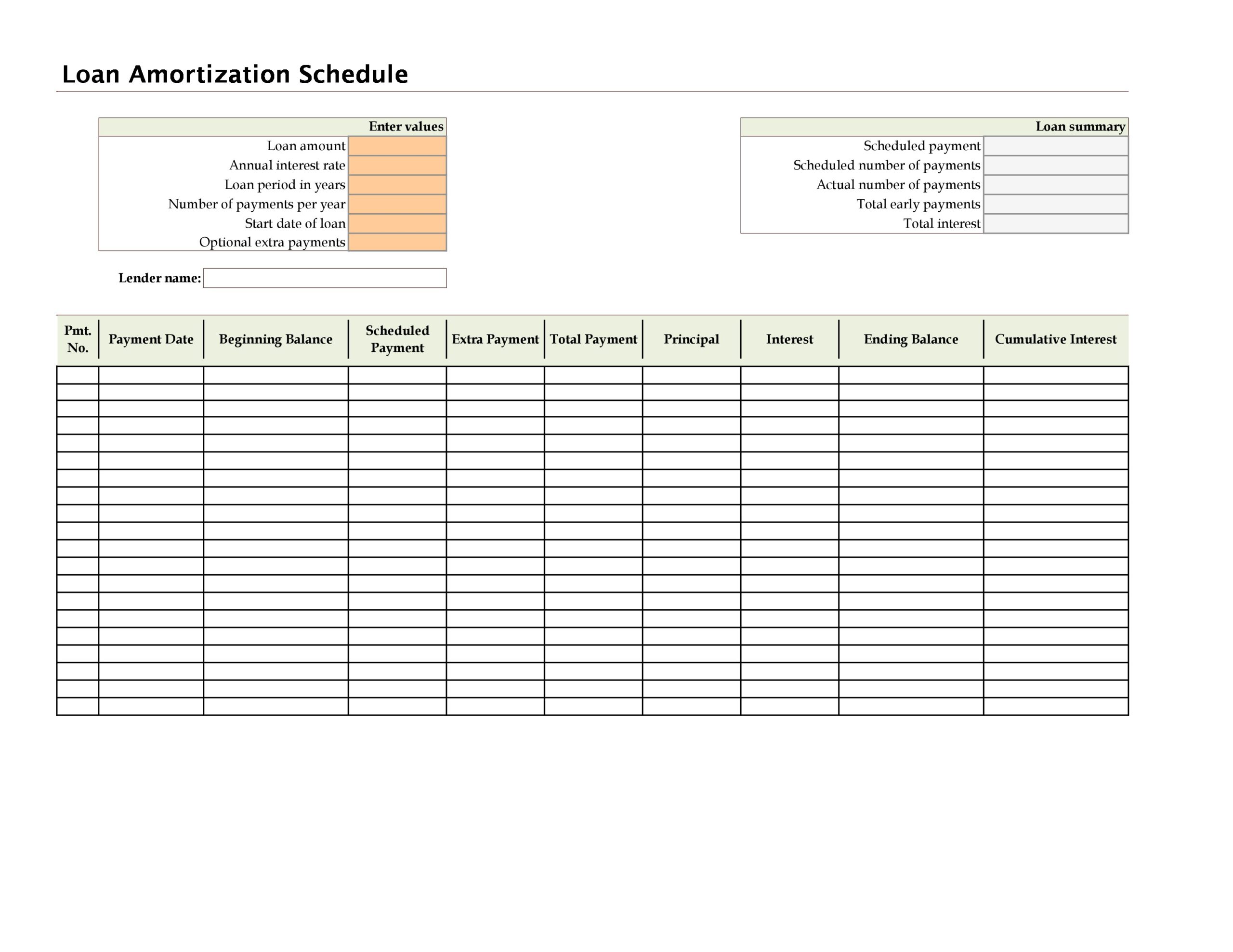 Payments Schedule Template