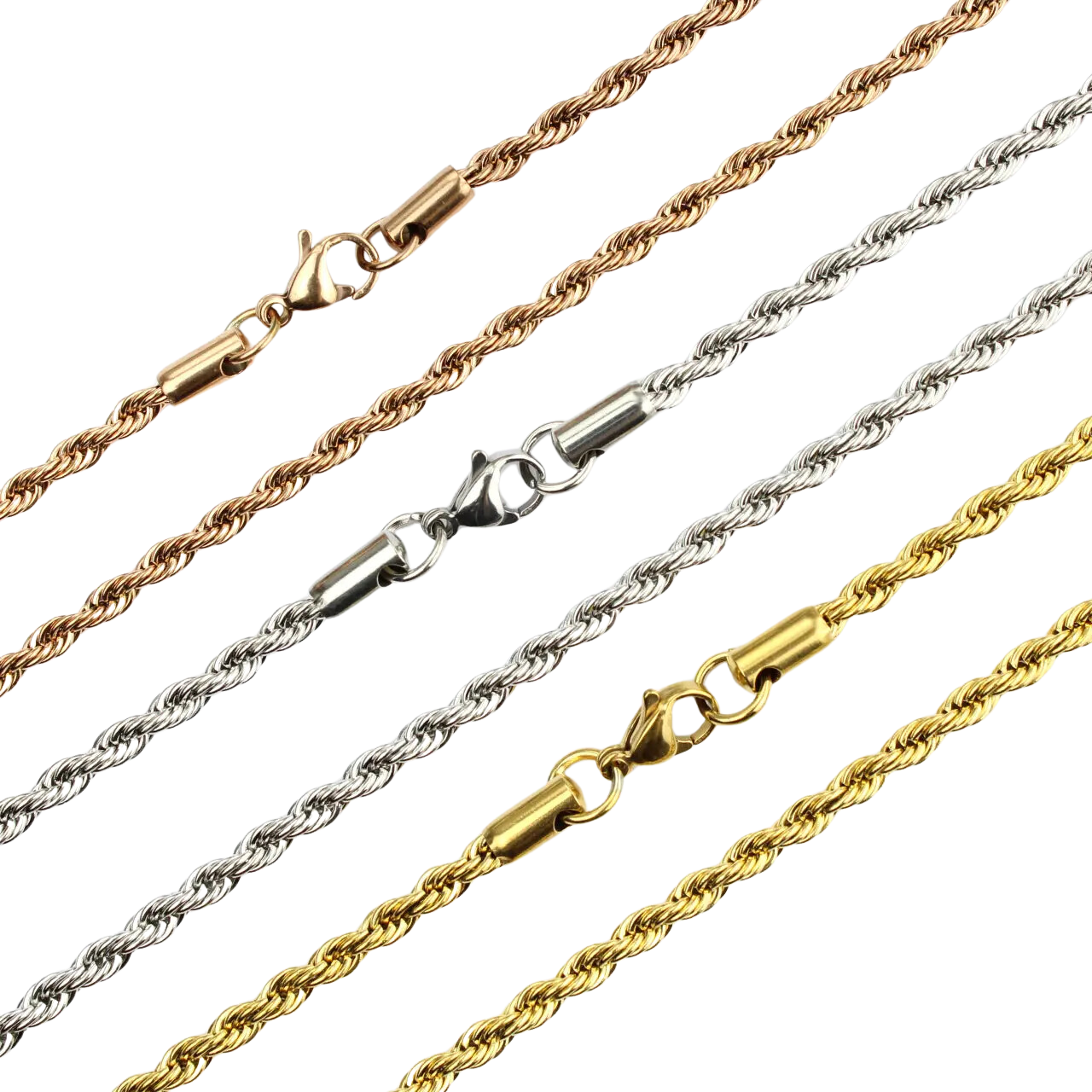 3mm Classic Rope Chain in Yellow Gold