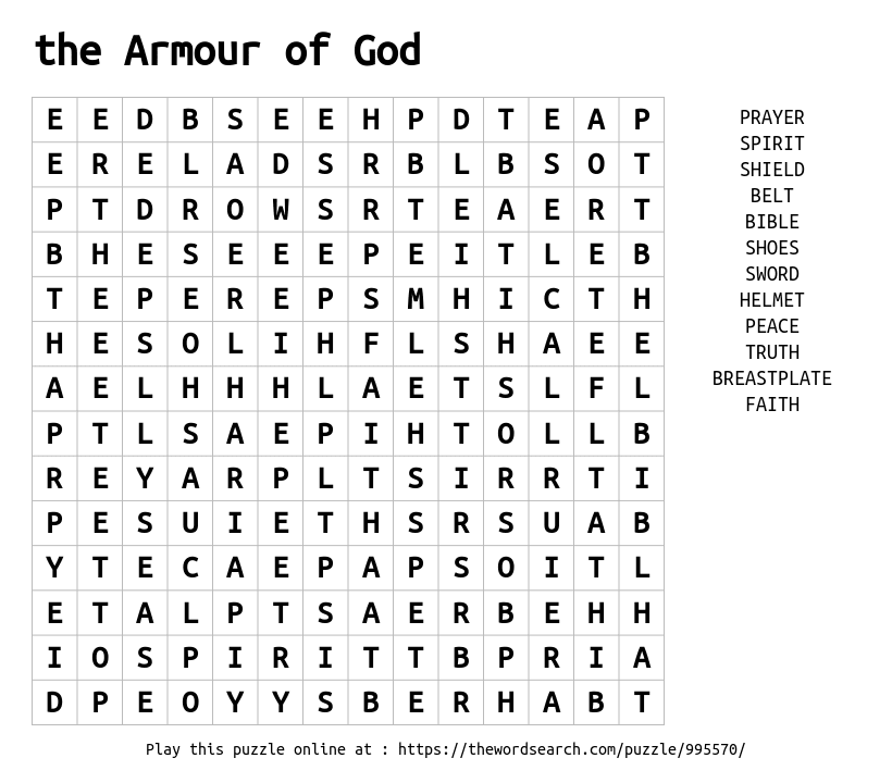 Download Word Search on the Armour of God