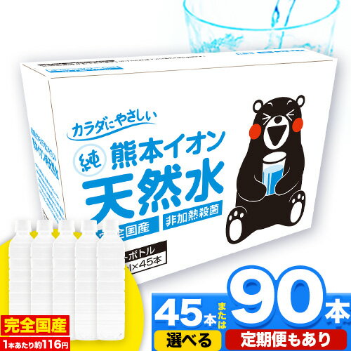 【ふるさと納税】水 ミネラルウォーター 500ml 500ミリ 定期便 あり ラベルレス 熊本イオン純天然水 1箱 45本 2箱 90本 500 1ケース 2ケース 飲料水 みず 定期 ナチュラルミネラルウォーター 天然水 軟水 長期保存 くまモン 備蓄 防災 《30日以内に出荷予定(土日祝除く)》