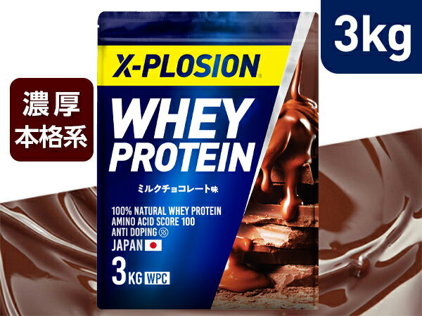 プロテイン WPC エクスプロージョン 3kg ミルクチョコレート味 ホエイプロテイン 3キロ 最安値 大容量 筋肉 タンパク質 高たんぱく 運動 ダイエット 置き換え 男性 女性 子供 こども