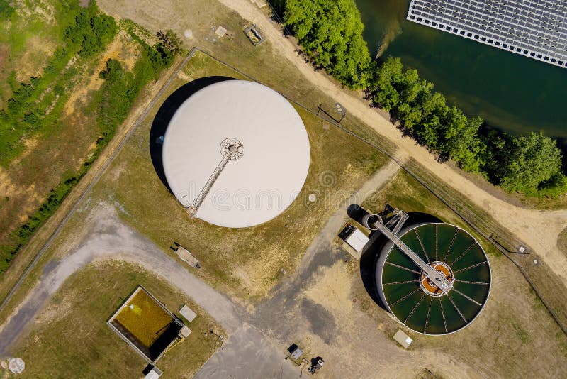 Aerial View Recirculation Sedimentation Tank, Water Treatment Plant ...