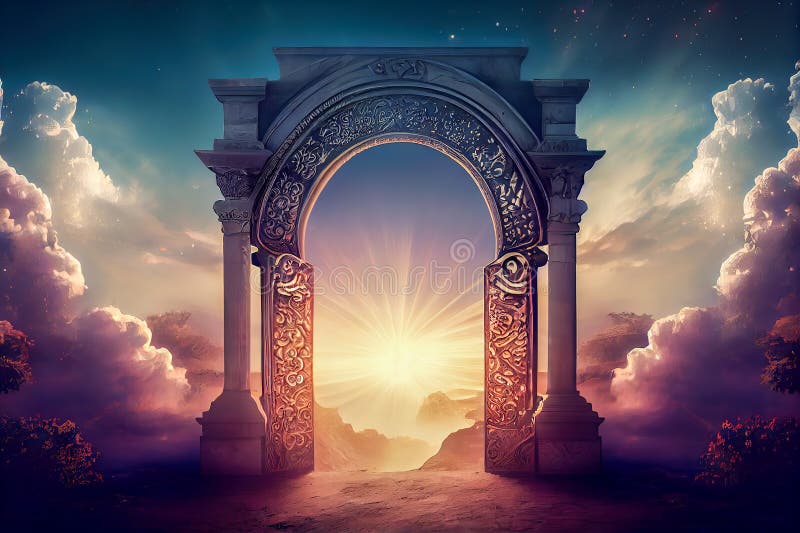 Door To Heaven. Light at End of the Tunnel Stock Illustration ...