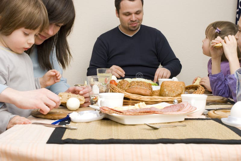 Happy Family Having Healthy Breakfast Stock Image - Image of afro ...