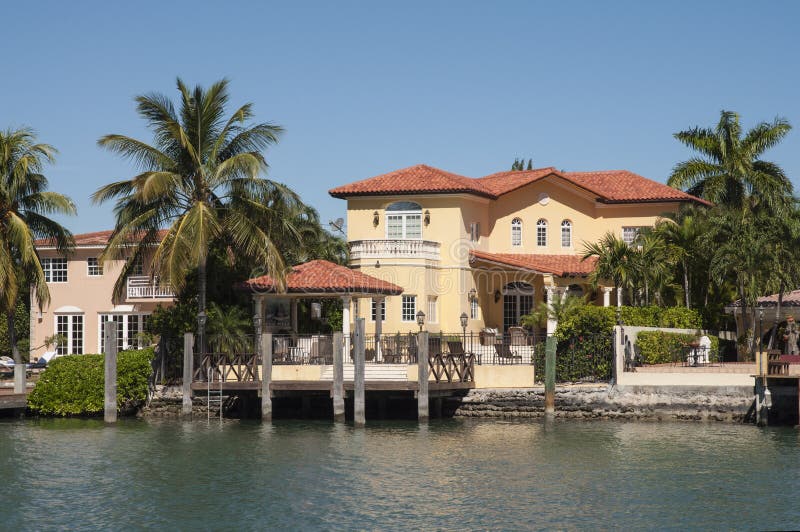 Luxurious Mansion on Star Island in Miami Stock Photo - Image of palm ...