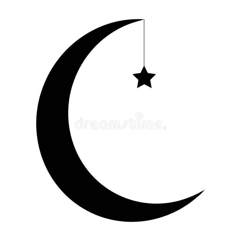 Moon with a Star on a String Stock Vector - Illustration of icon ...