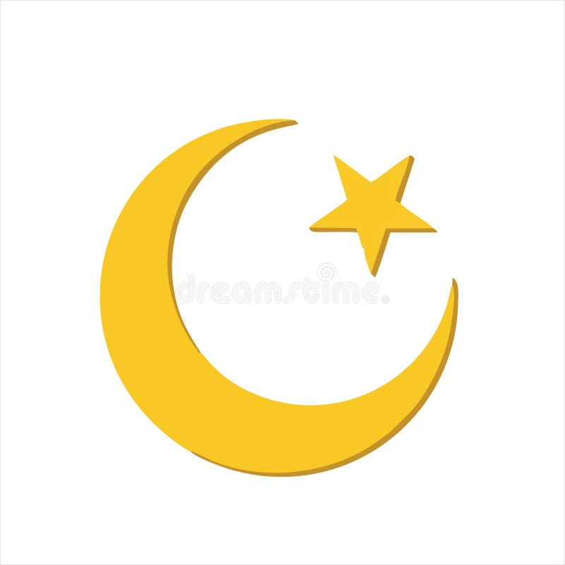 Star and Crescent Moon Icon Isolated on White Background. Star and ...