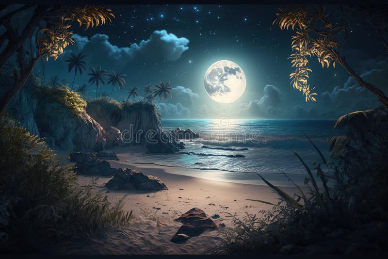 Moonlight Beach Background