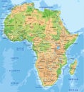 High detailed Africa physical map with labeling.