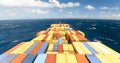 Large container vessel ship and the horizon