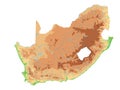 High detailed South Africa physical map.