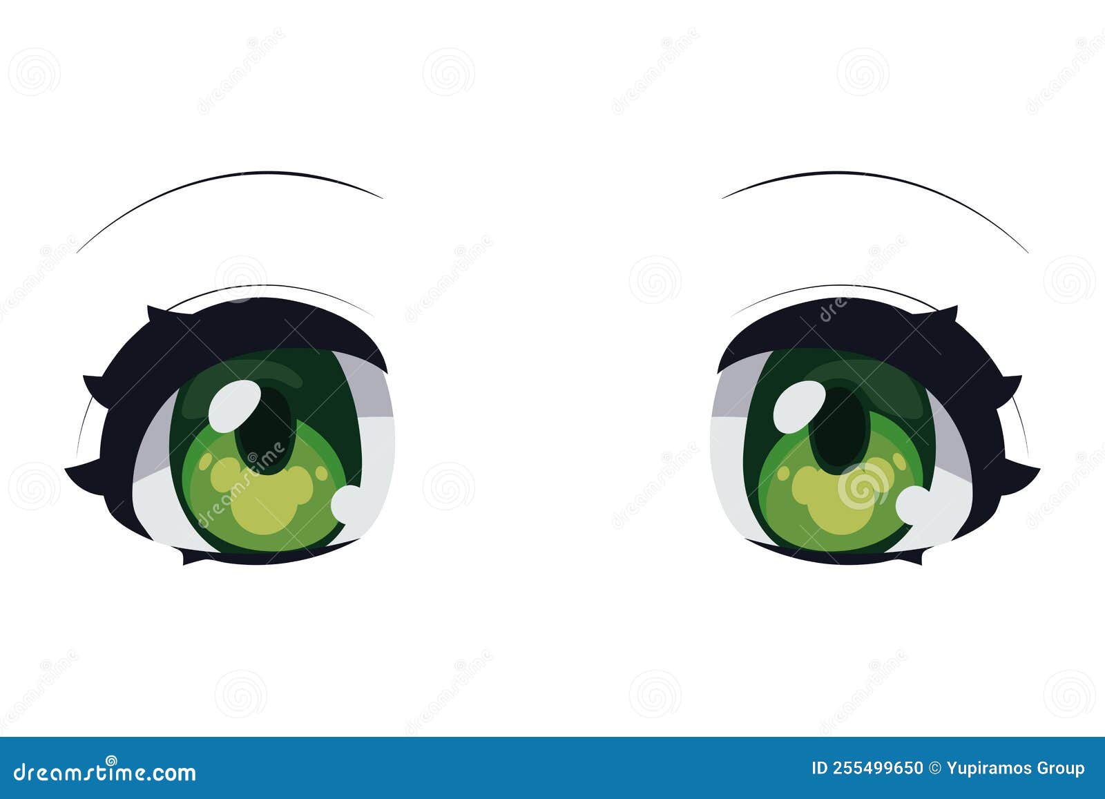 Anime green eyes stock vector. Illustration of portrait - 255499650