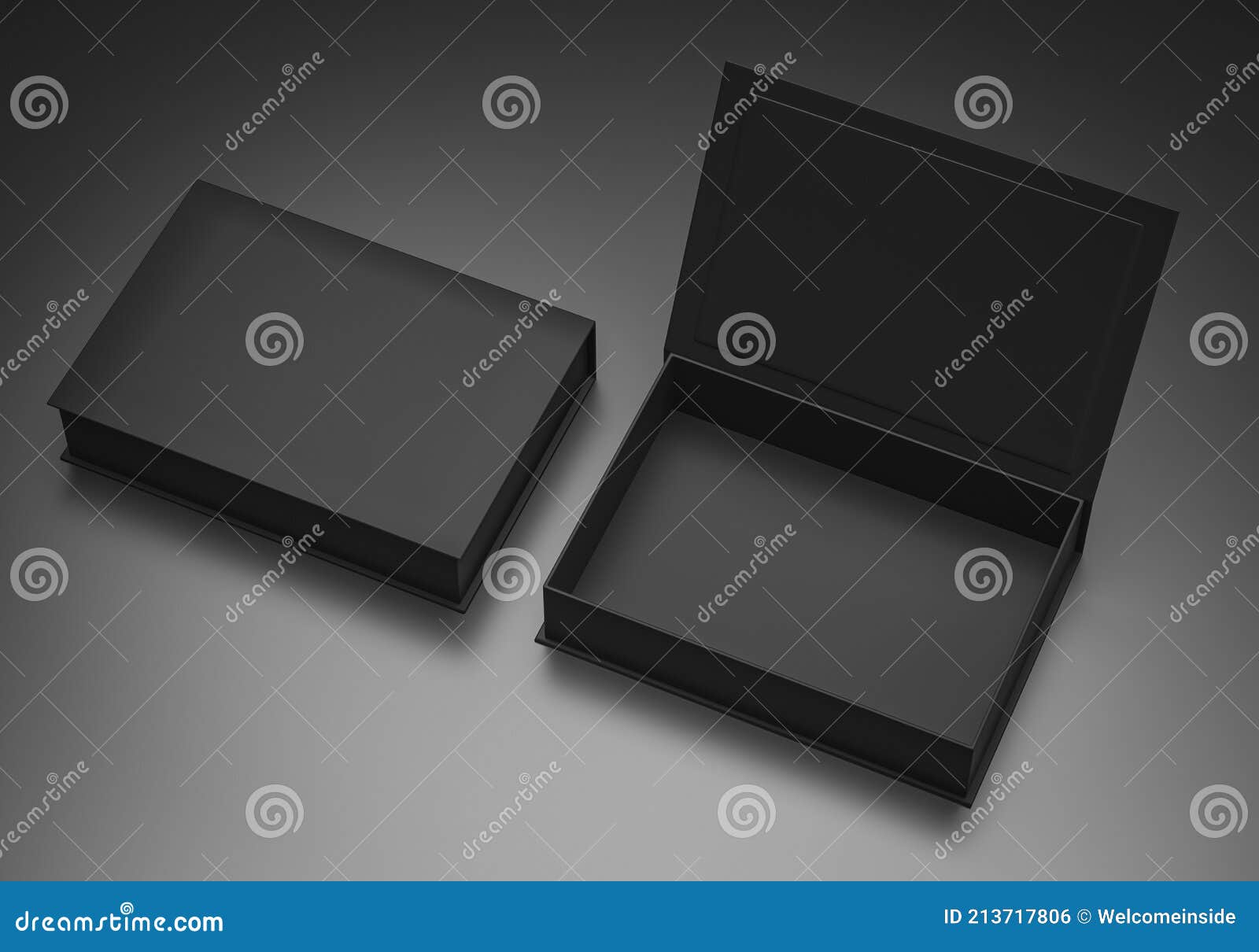 Black Blank Hard Cardboard Rectangular Book Box Mock Up Template for ...