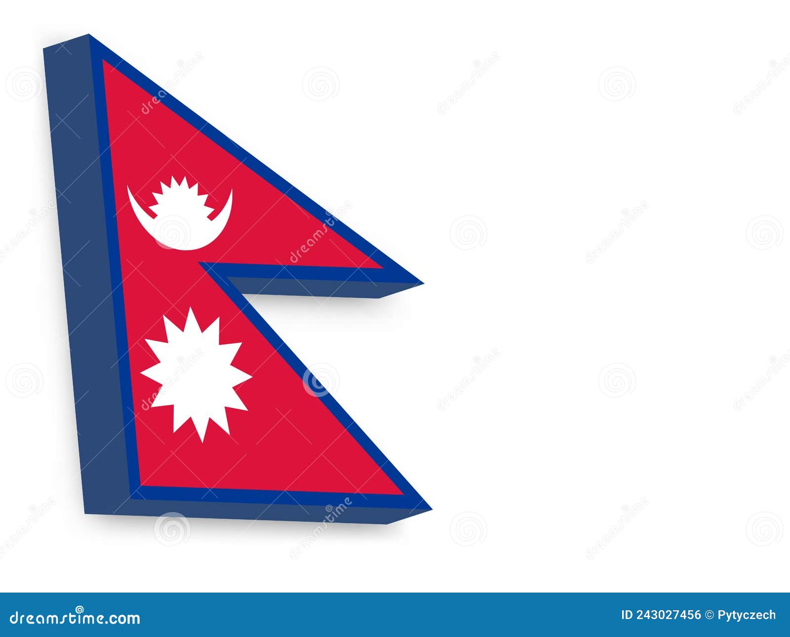 3D vector flag of Nepal stock vector. Illustration of dropped - 243027456