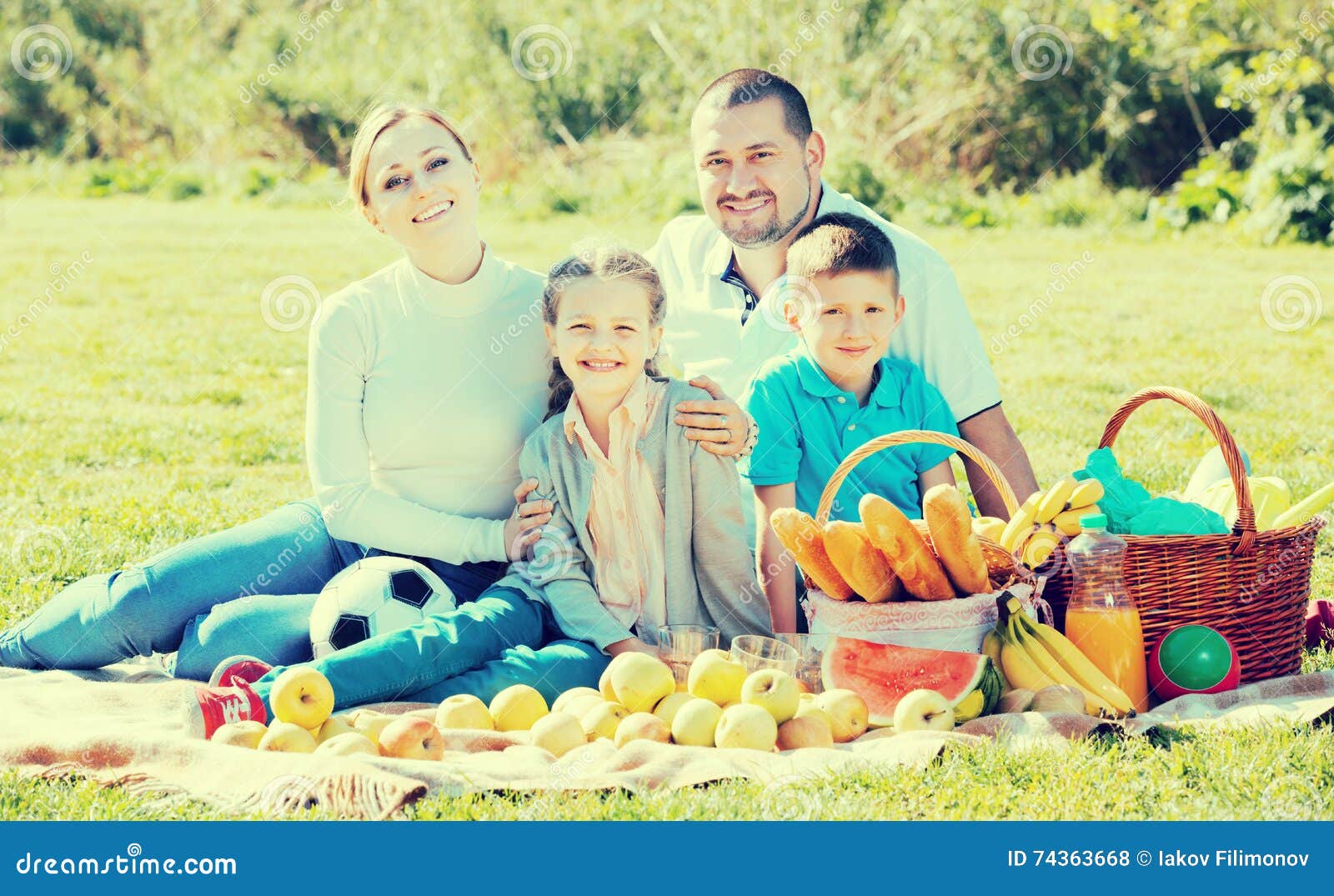 Family having a picnic stock photo. Image of adult, four - 74363668