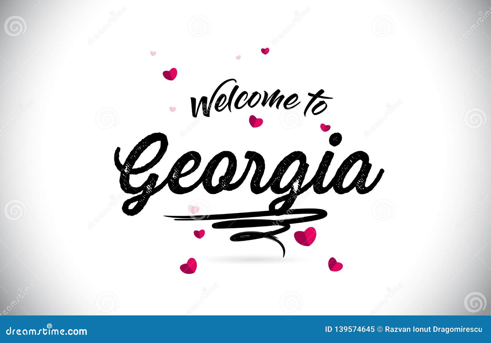 Georgia Welcome To Word Text With Handwritten Font And Pink Heart Shape ...