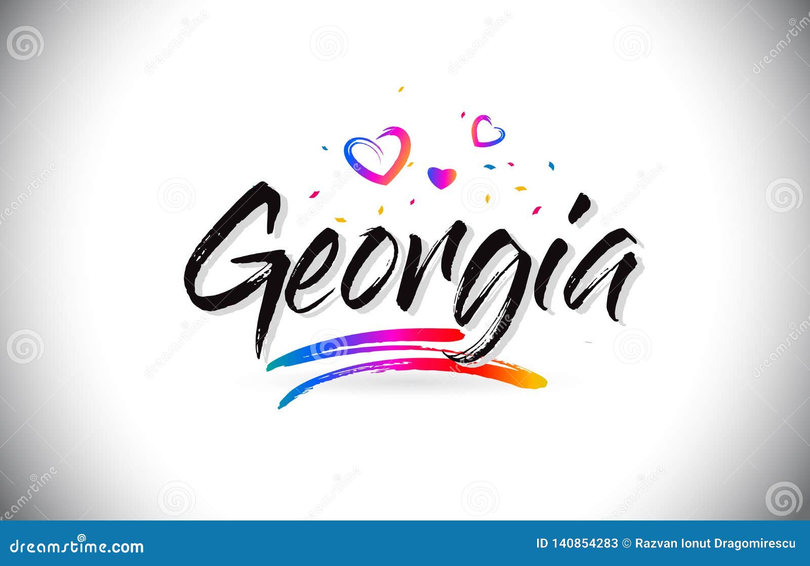 Georgia Welcome To Word Text with Love Hearts and Creative Handwritten ...