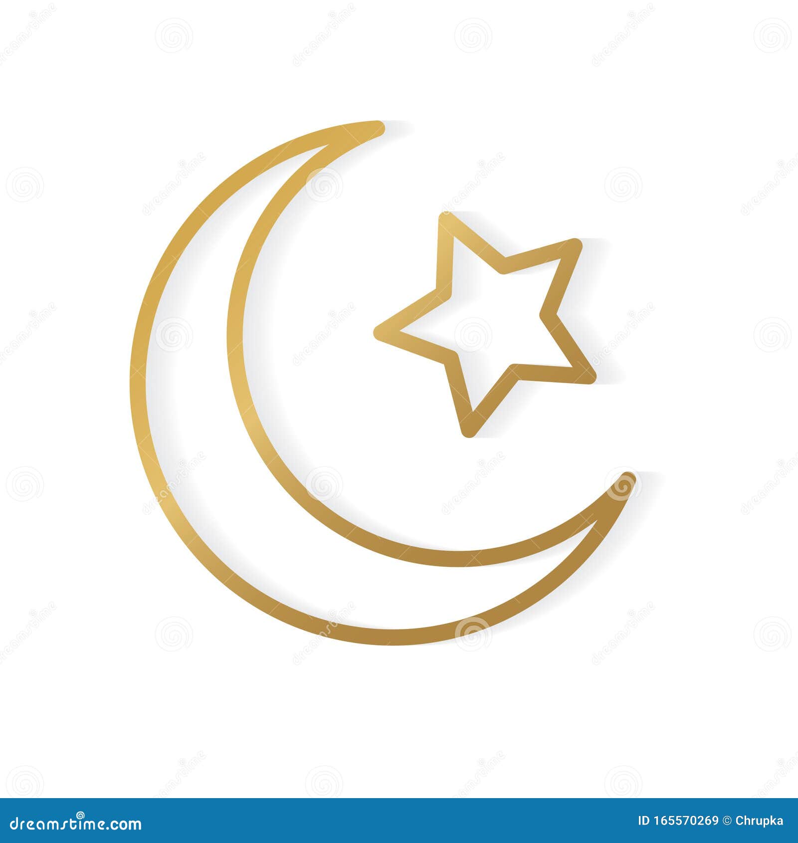 Golden Islamic Crescent and Star Icon Stock Vector - Illustration of ...