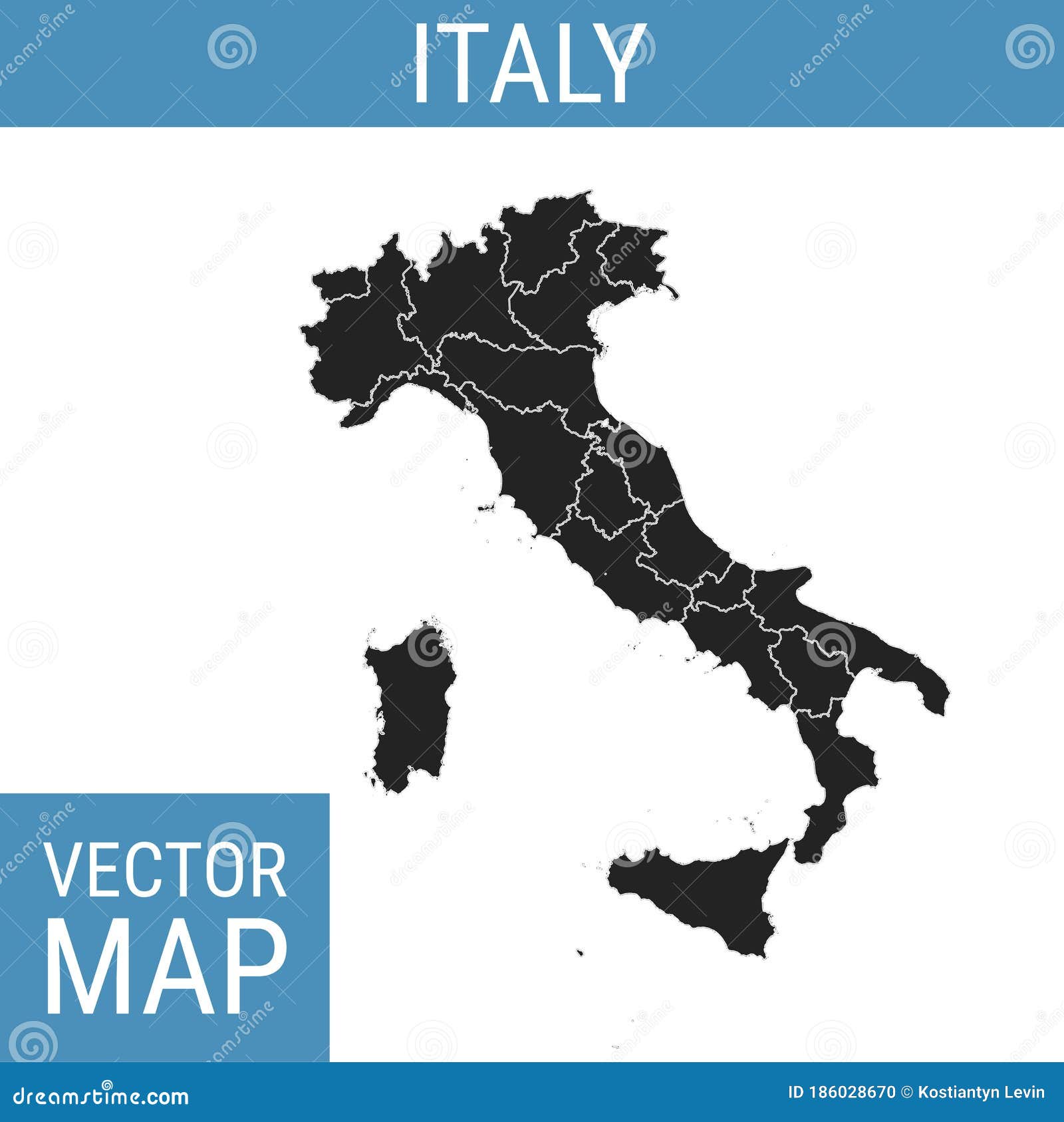 Italy Vector Map with Title Stock Vector - Illustration of cartography ...