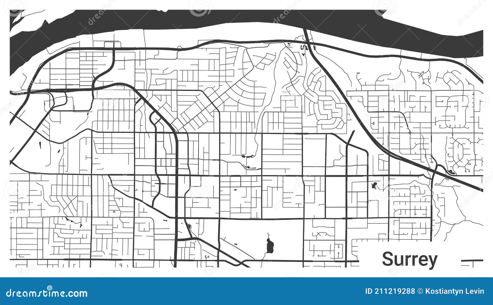 Surrey City Canada, British Columbia Province Map Vector Illustration ...