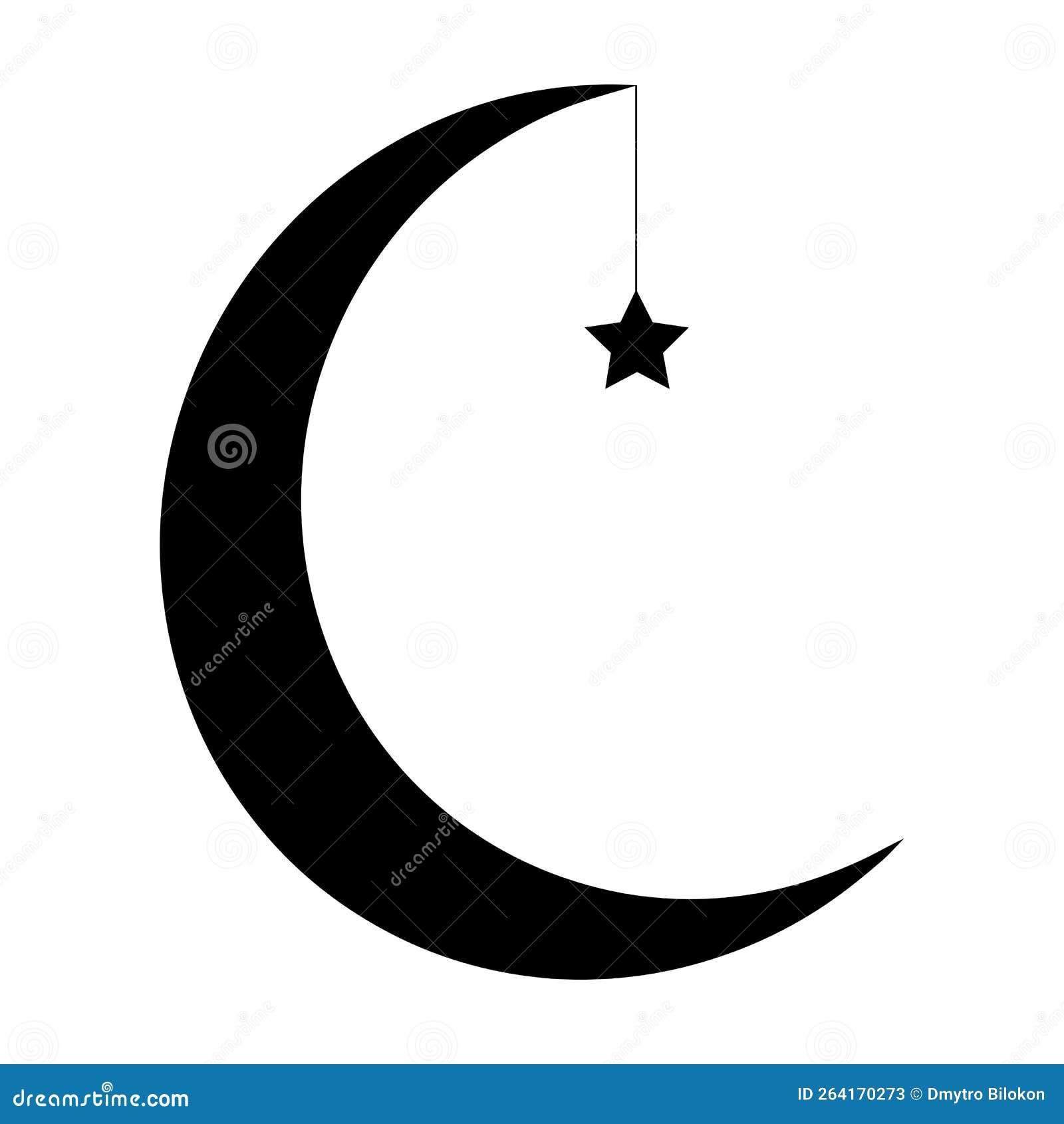 Moon with a Star on a String Stock Vector - Illustration of icon ...