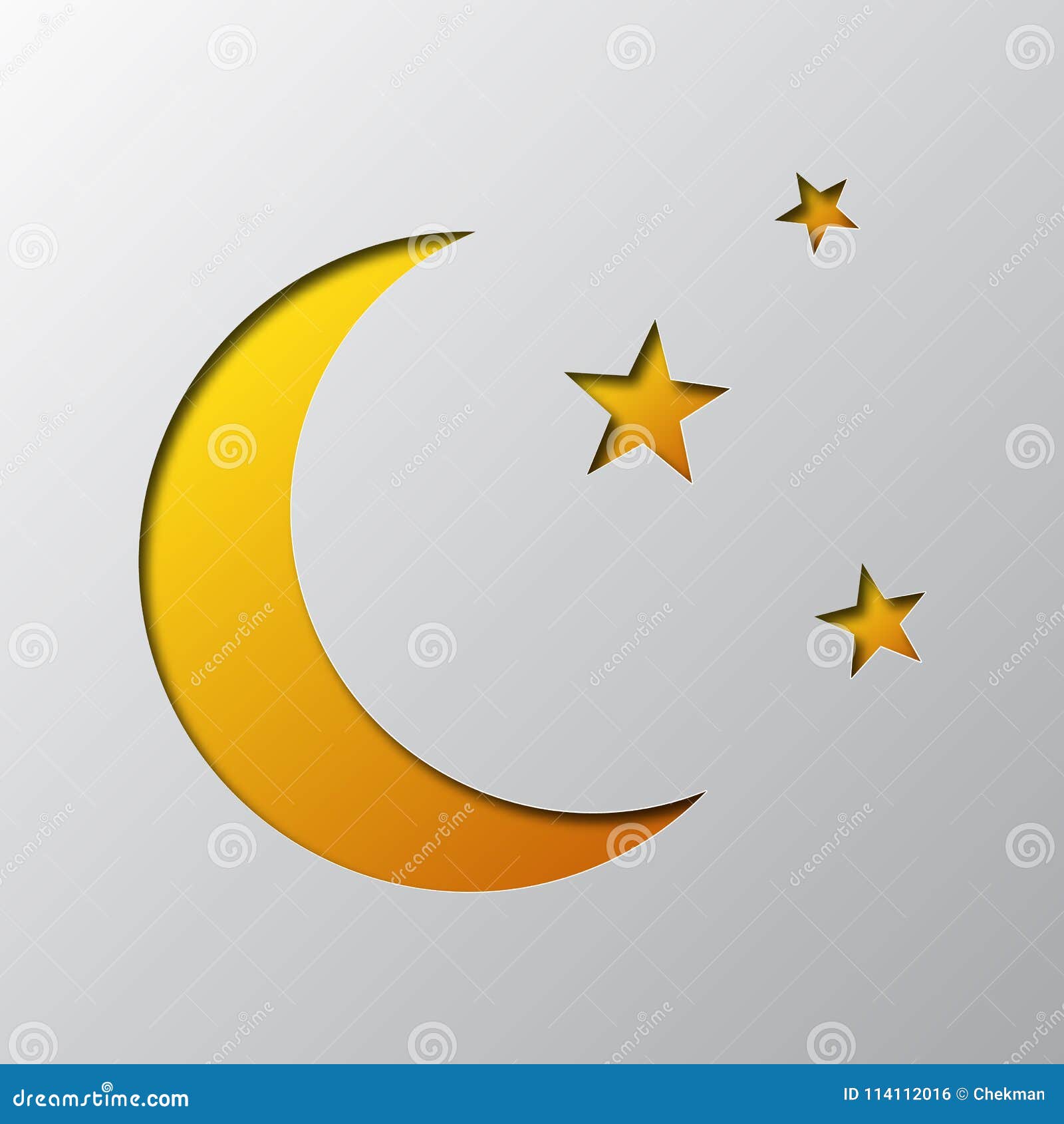 The Moon and Stars is Carved from Paper. Vector Illustration Stock ...