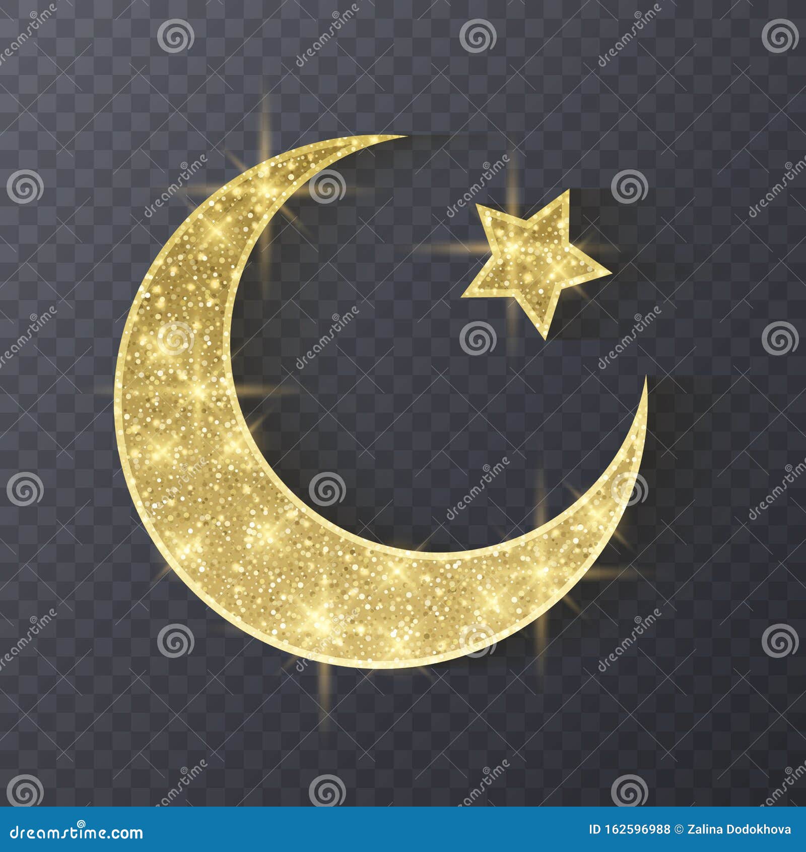 Ramadan Kareem Greeting Background Islamic Symbol Crescent with Glitter ...