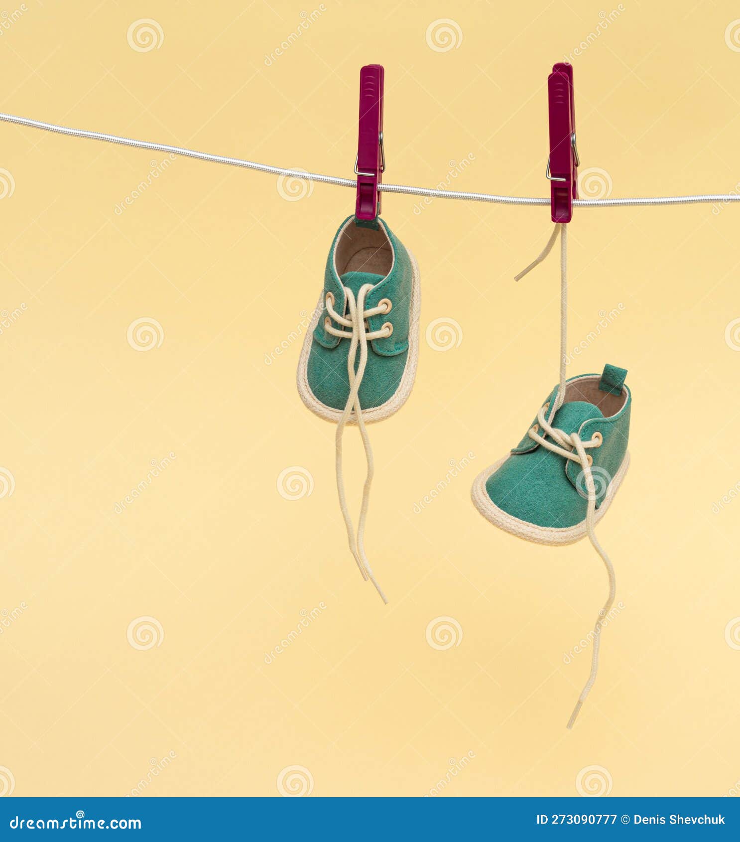 Baby Shoes Hanging on the Clothesline. Newborn Concept Stock Image ...