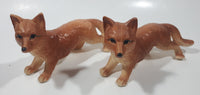 Vintage Red Fox 6 1/2" Long Ceramic Wildlife Figurine Set of 2