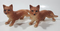 Vintage Red Fox 6 1/2" Long Ceramic Wildlife Figurine Set of 2