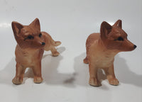 Vintage Red Fox 6 1/2" Long Ceramic Wildlife Figurine Set of 2