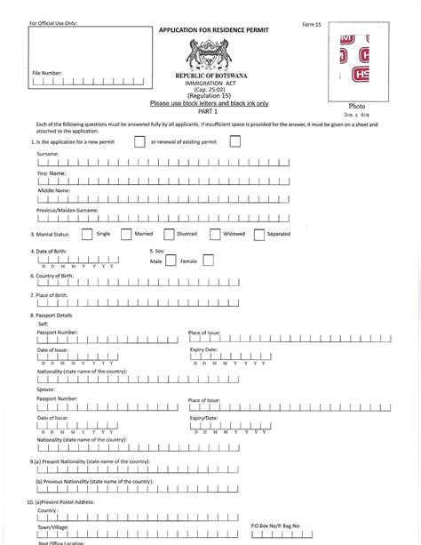 Residence Permit Application Embassy Of The Republic Of Botswana In