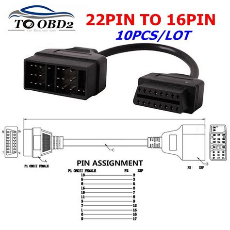 OBD2 Diagnostic Connector 22 Pin To 16 Pin Connector Adapter For Toyota 22 Pin Diagnostic