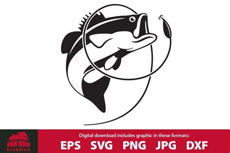 Jumping Fish Bass Fisherman SVG EPS PNG DXF 445082 Cut